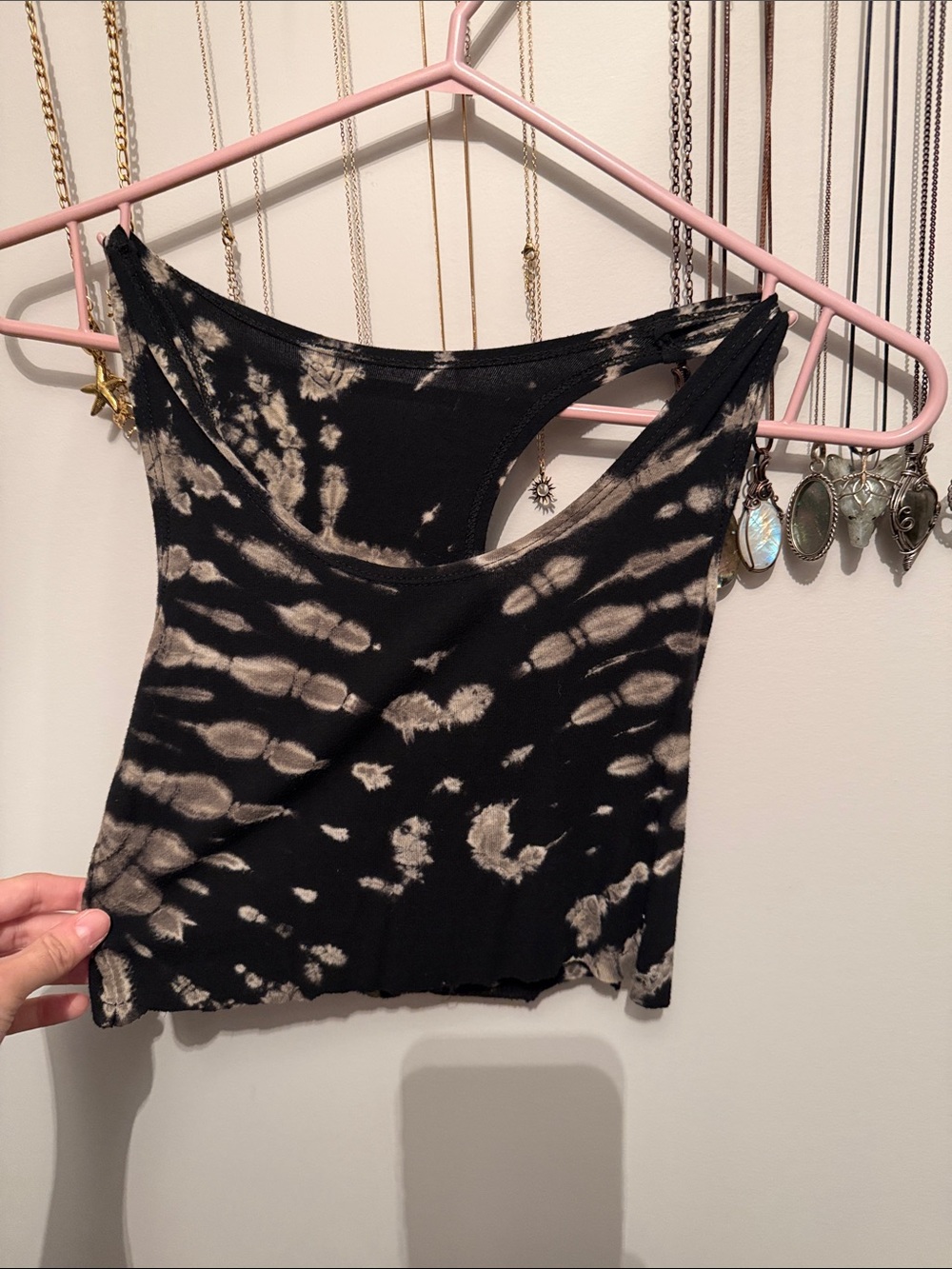 Black Tie-Dye Racerback Crop Top - Women